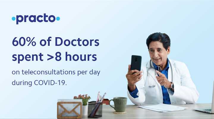 Going the extra mile: 60% of the doctors spent more than 8 hours on teleconsultations every day on Practo during Covid-19